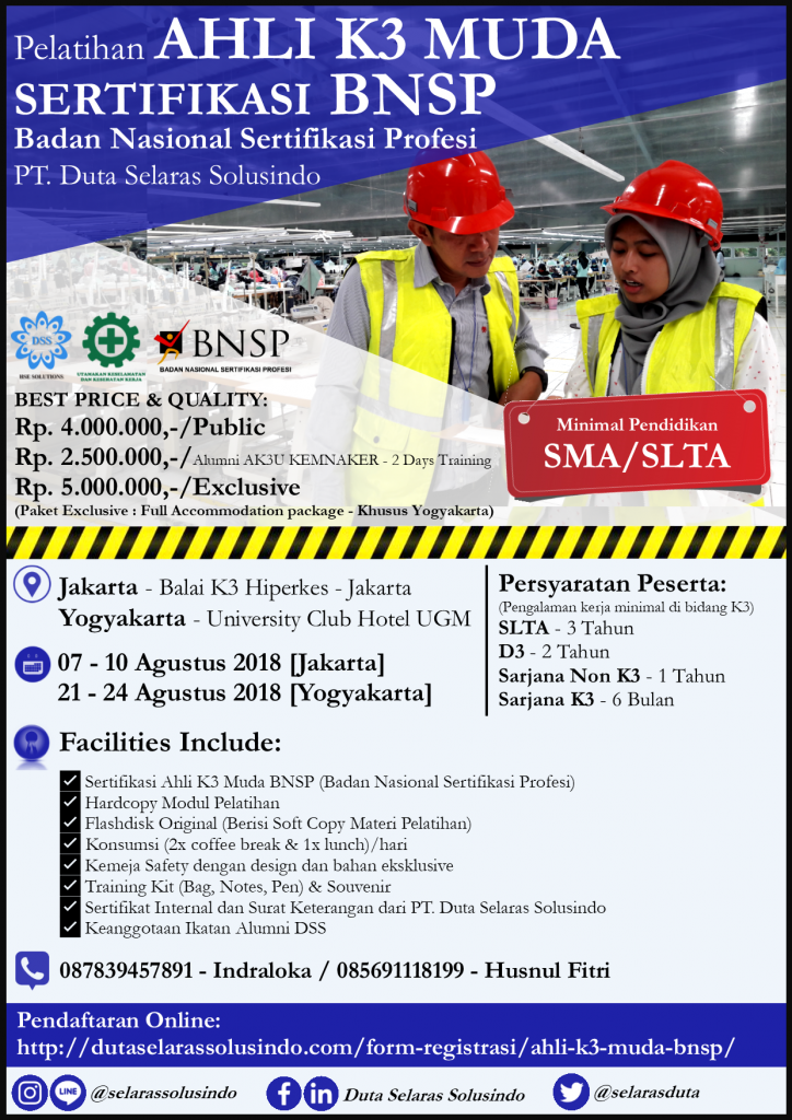 [POSTER] Sertifikasi Ahli K3 Muda BNSP PT. Duta Selaras Solusindo